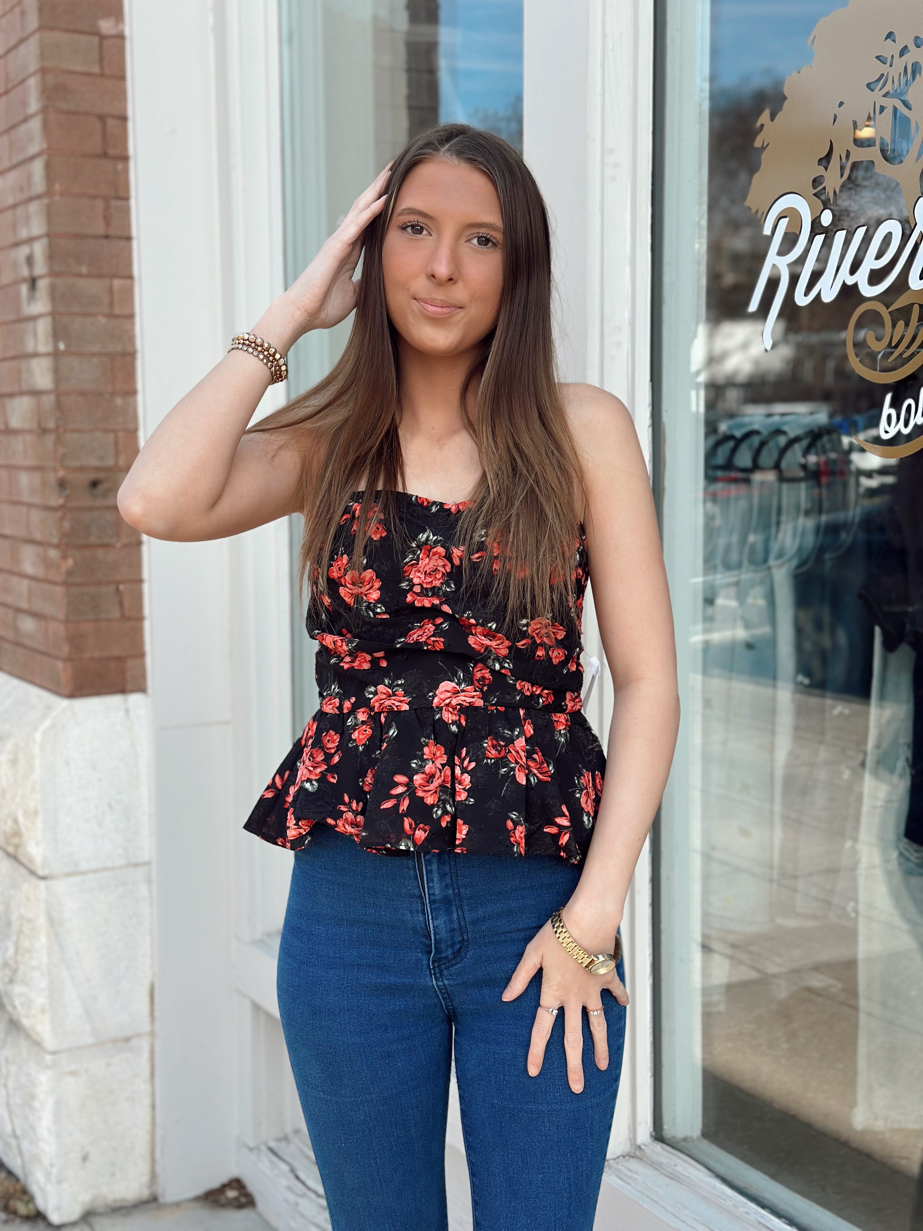 So Chic Floral Peplum Top