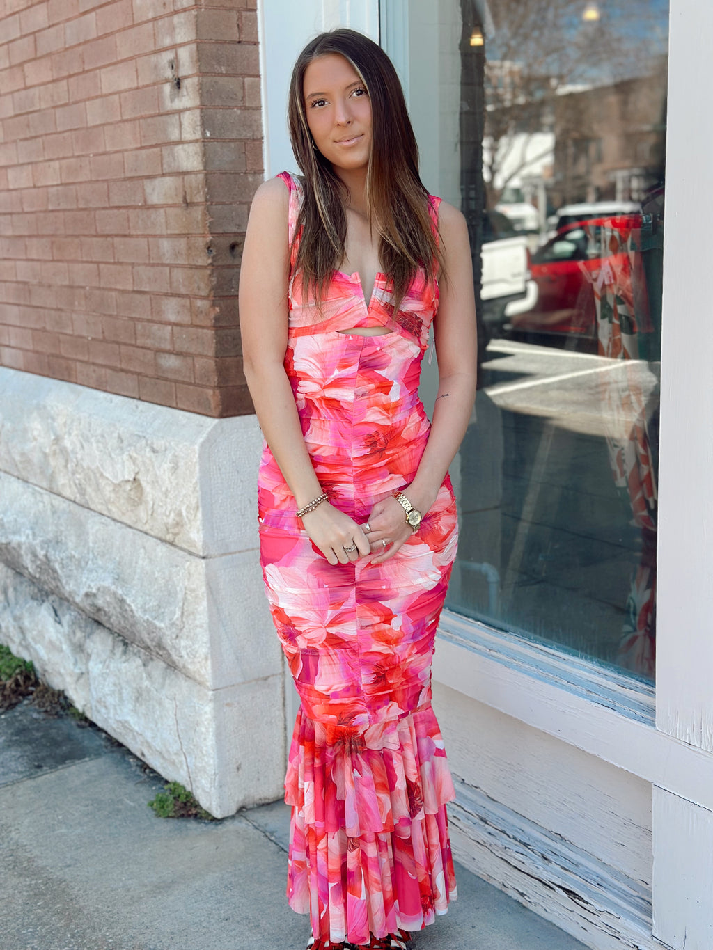 Bloom Ruffle Midi Dress
