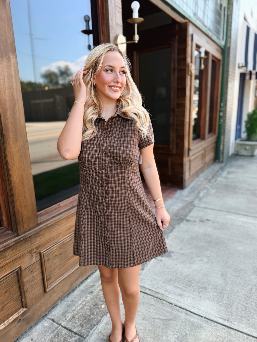 Plaid Button Up Dress