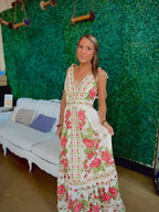 Rose Vine Romantic Floral Maxi Dress