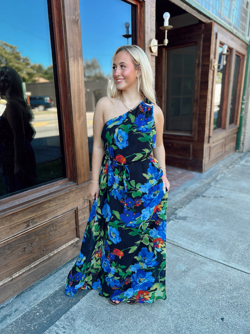 One Shoulder Floral Maxi