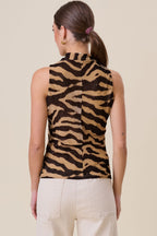 Mockneck Zebra Print Top