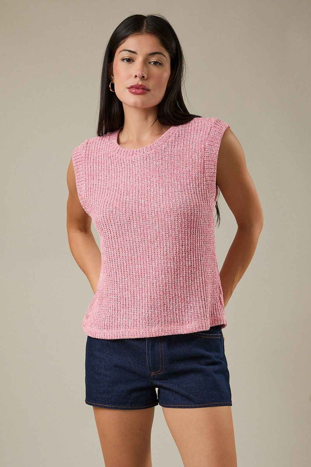 Gina Sleeveless Boucle Tank Top