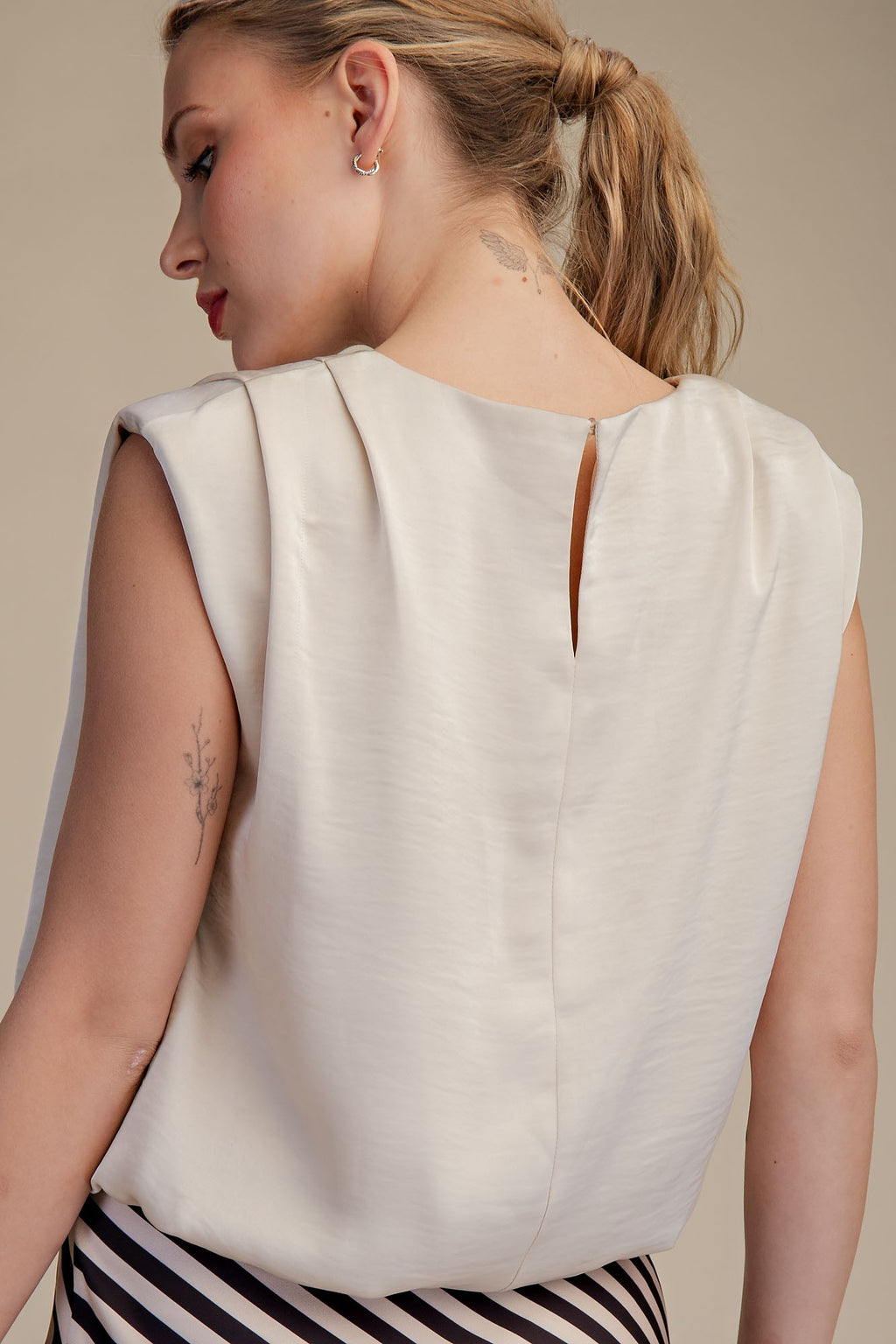 Rachel Shoulder Pad Sleeveless Top