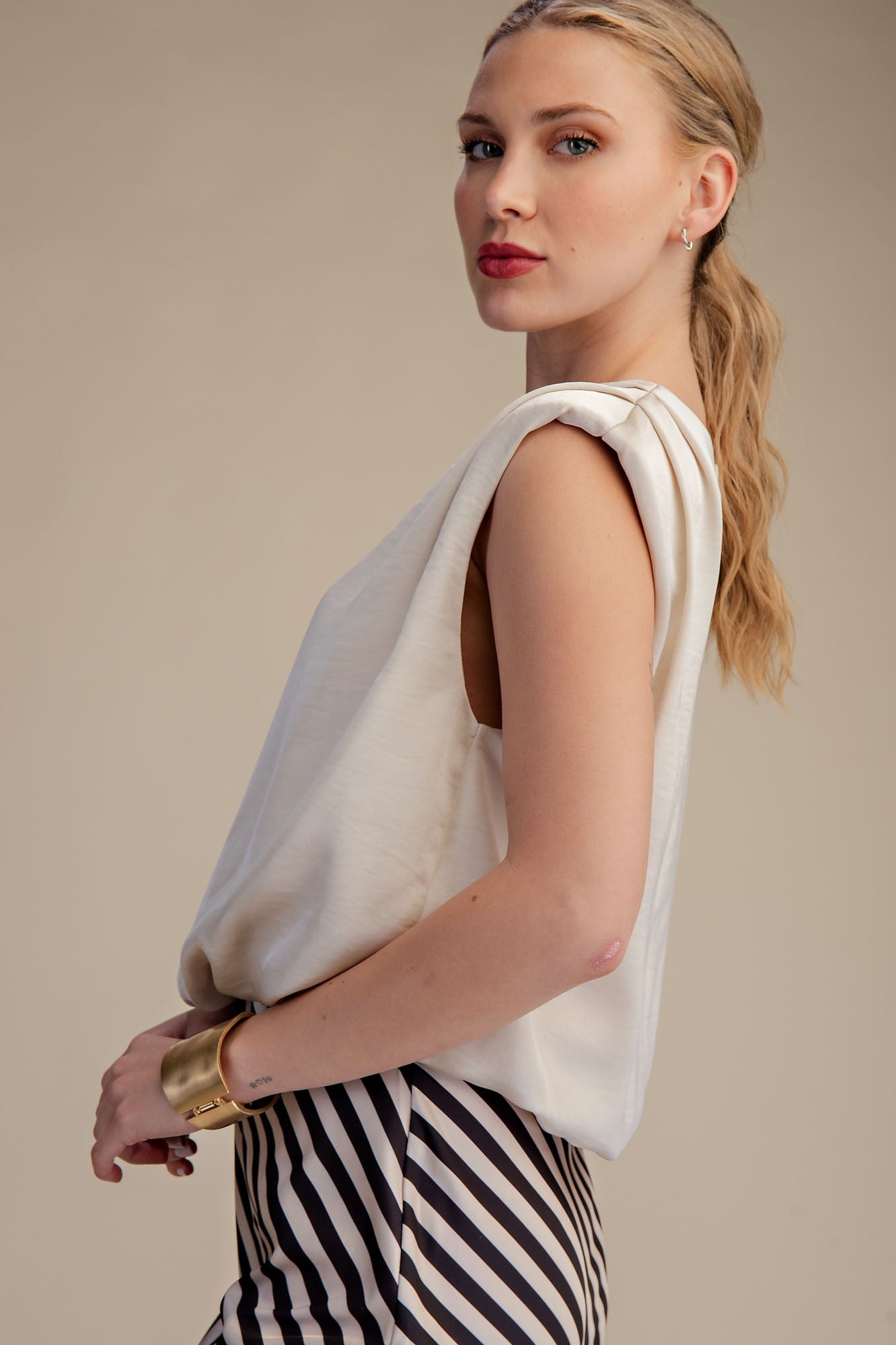 Rachel Shoulder Pad Sleeveless Top