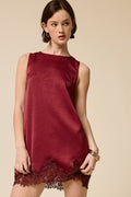 Merlot Silk Lace Trim Dress