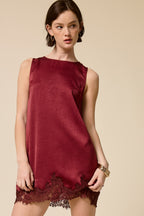 Merlot Silk Lace Trim Dress