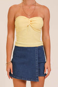 Smocked Twist Front Bandeau Top