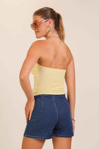 Smocked Twist Front Bandeau Top