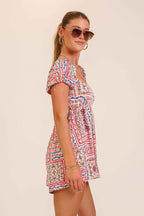 Boho Patchwork Print Smocked Romper
