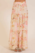 Tropical Print Tiered Maxi Skirt