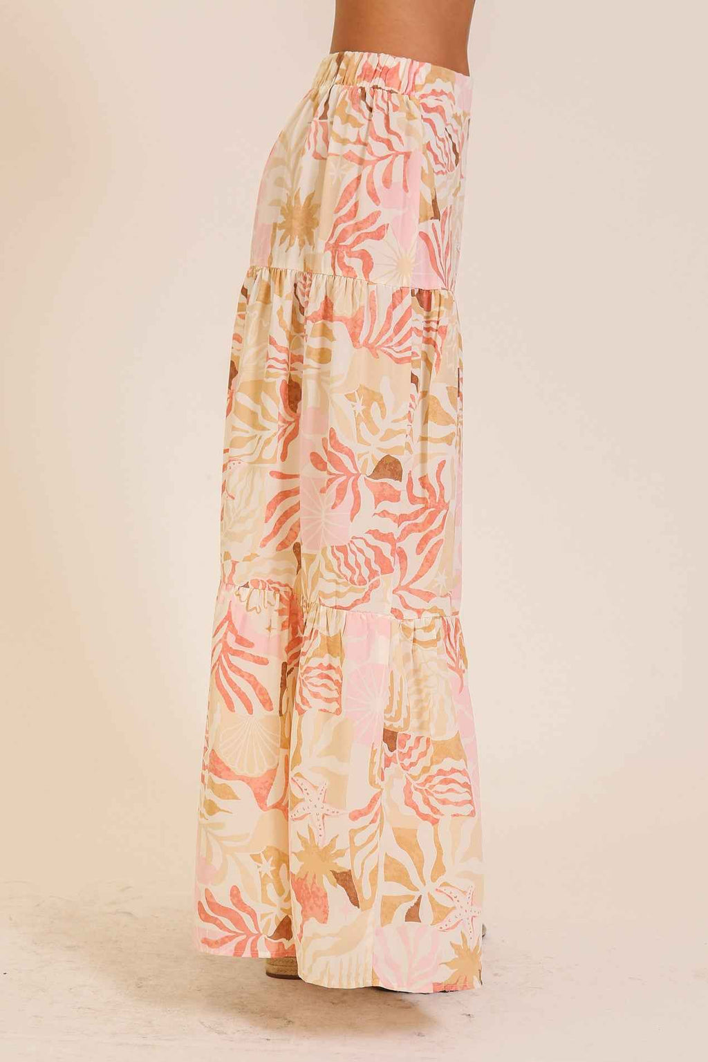 Tropical Print Tiered Maxi Skirt