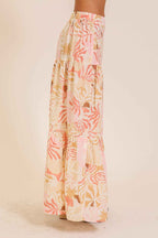 Tropical Print Tiered Maxi Skirt