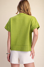 Bright Olive Crewneck Sweater Top
