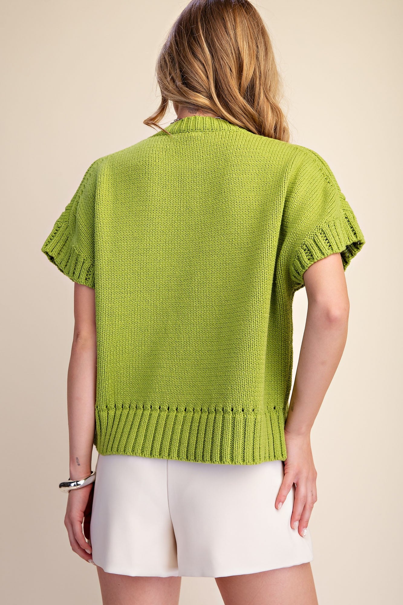 Bright Olive Crewneck Sweater Top