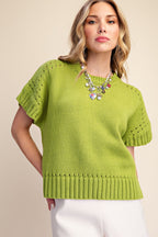 Bright Olive Crewneck Sweater Top