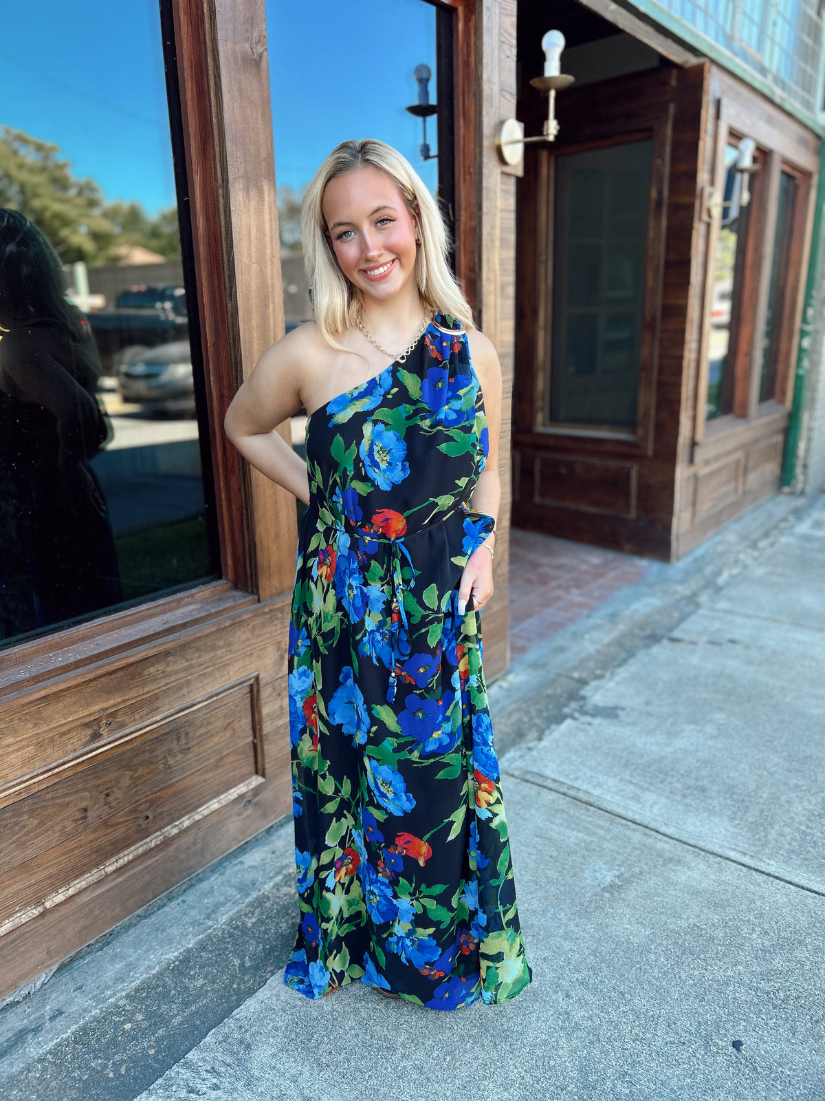 One Shoulder Floral Maxi