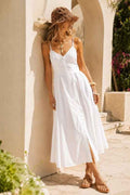 White Button Front Cami Dress