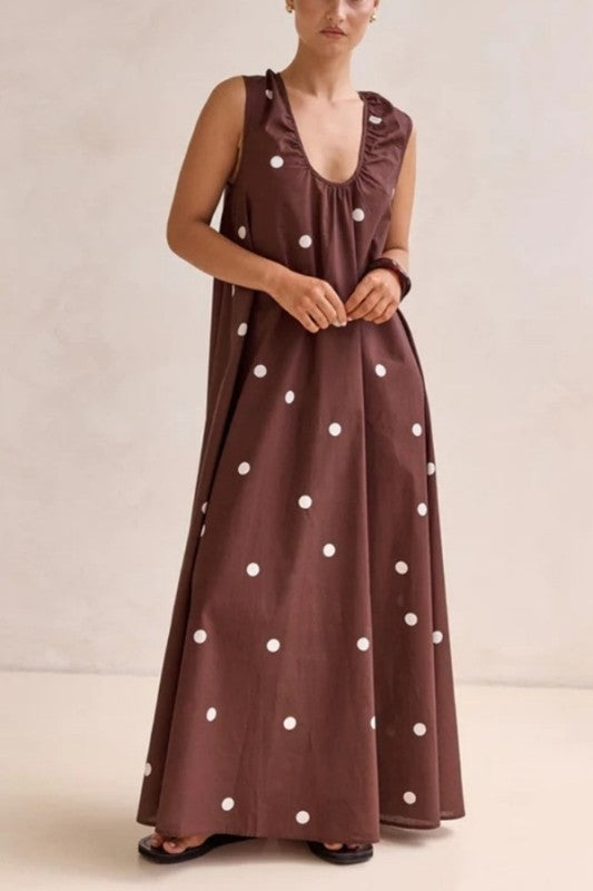 Soft Soul Brown/White Polka Dot Maxi