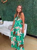Tropical Halter Maxi Dress