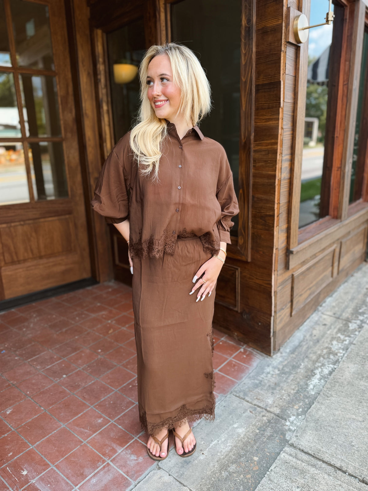 Cocoa Lace Maxi Skirt