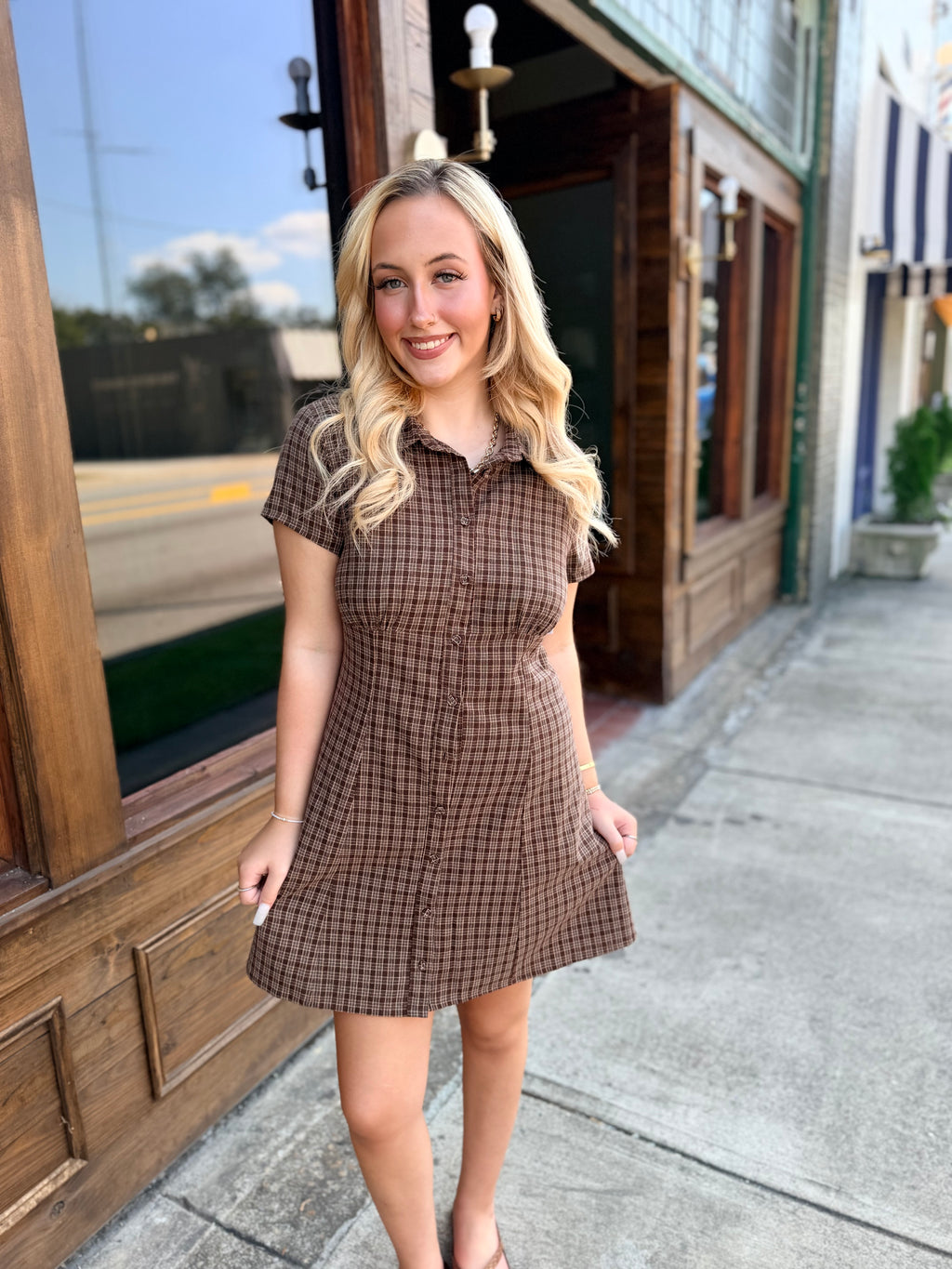 Plaid Button Up Dress