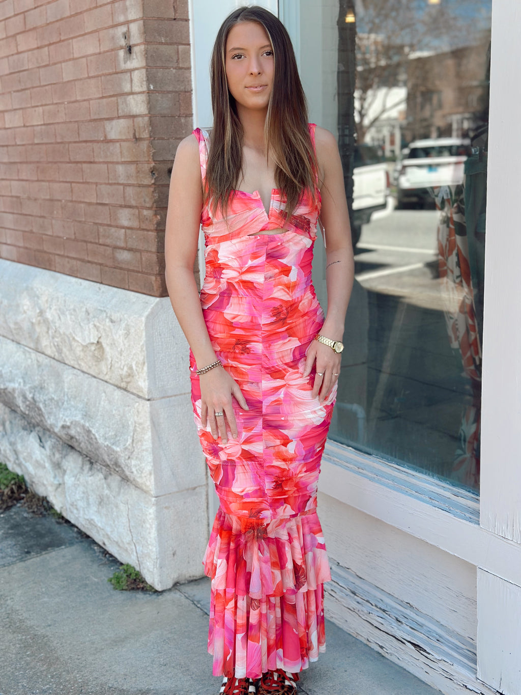 Bloom Ruffle Midi Dress