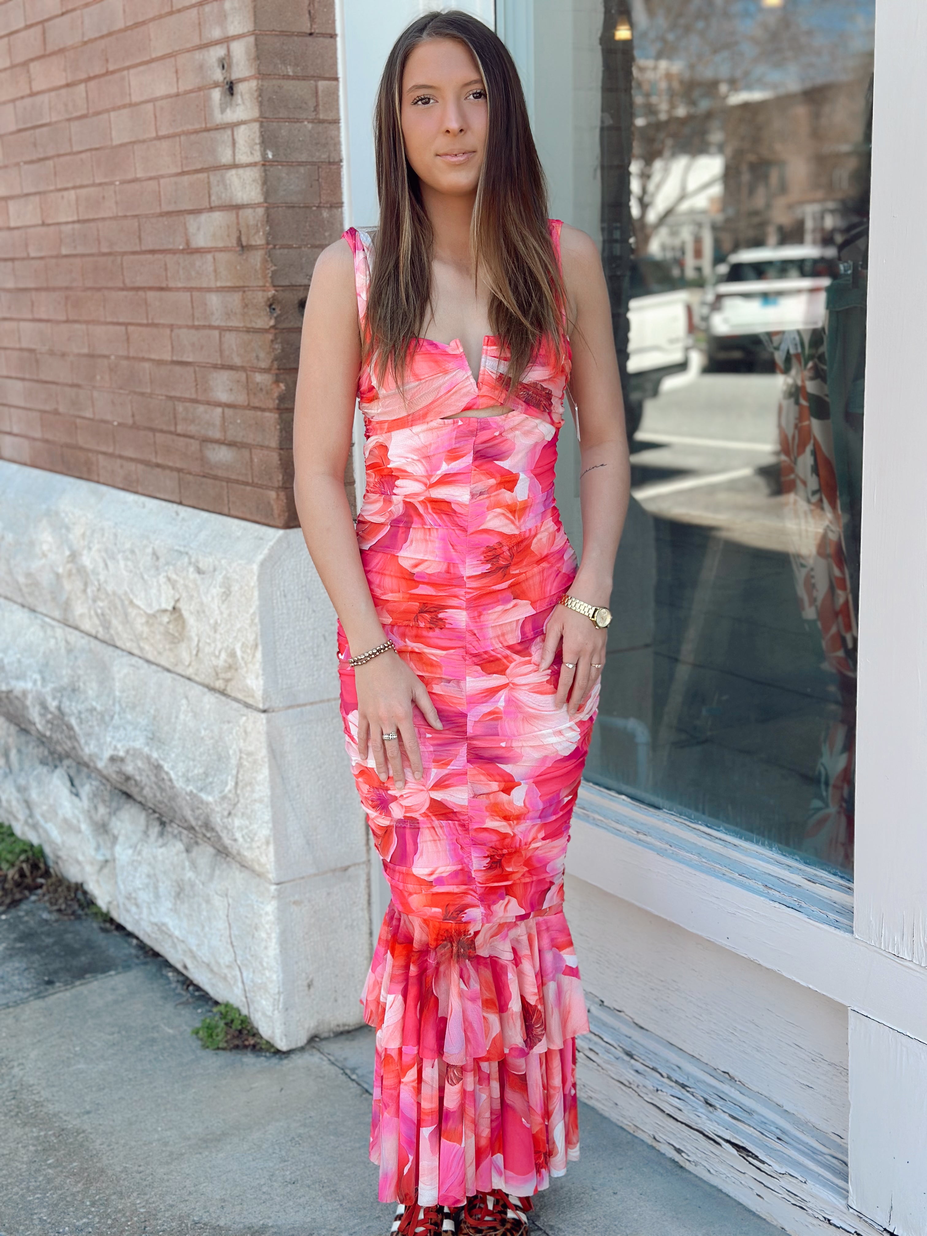Bloom Ruffle Midi Dress