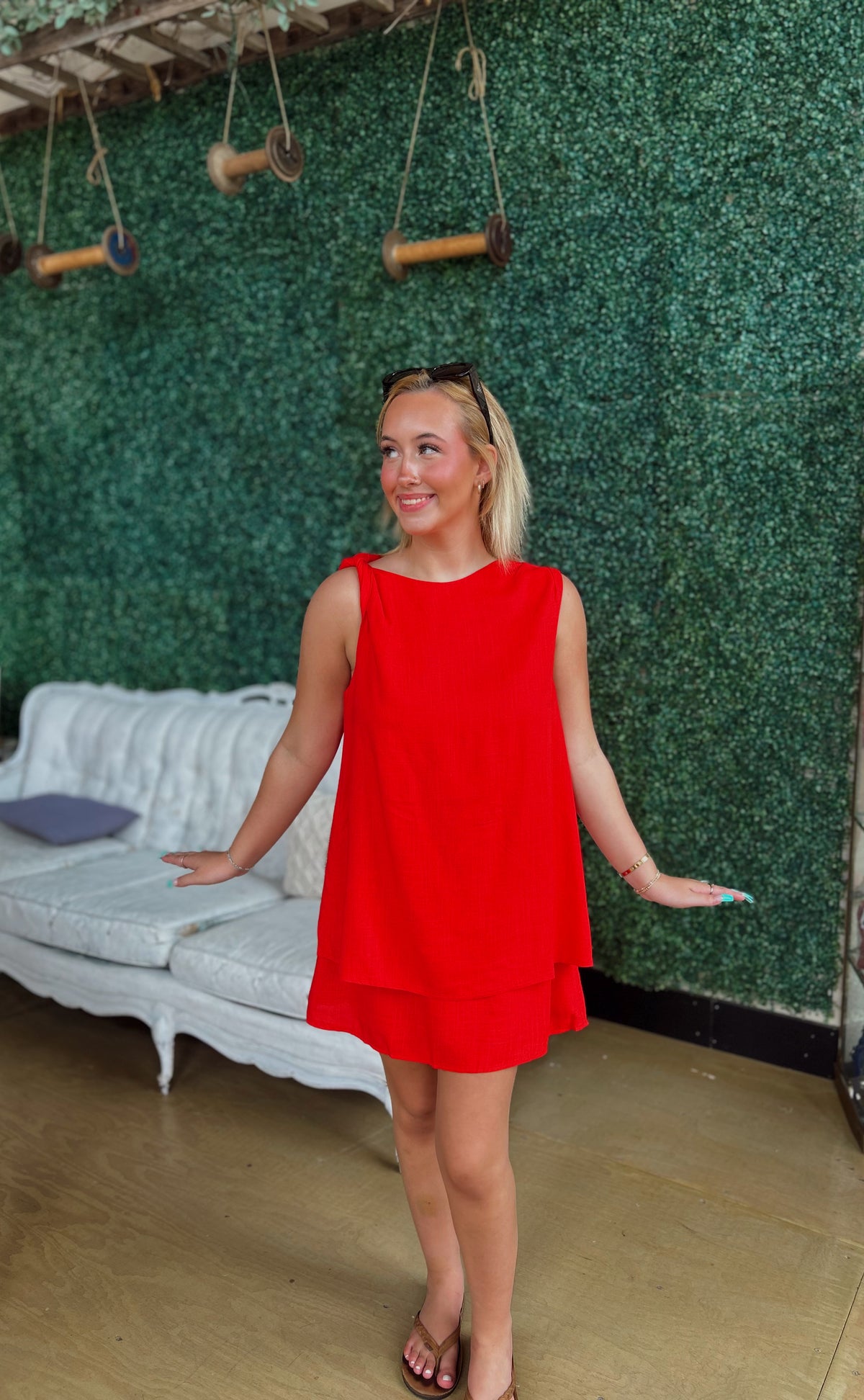 American Babe Layered Linen Dress
