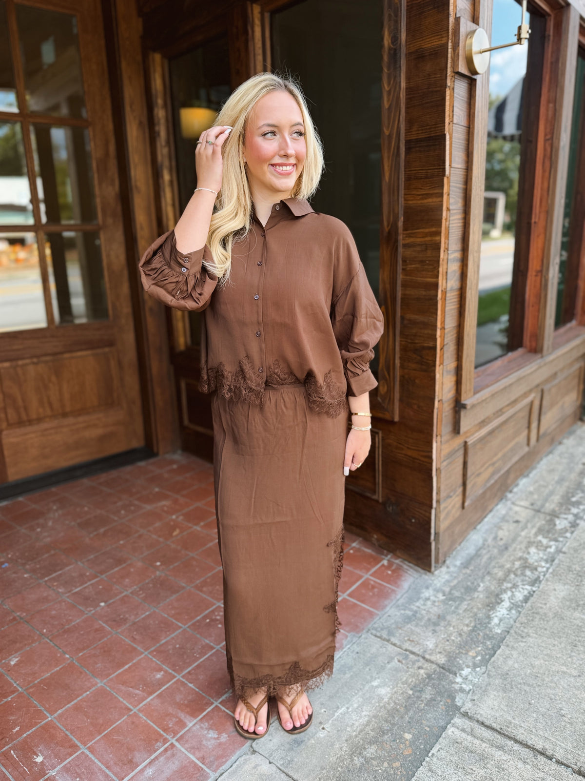 Cocoa Lace Maxi Skirt