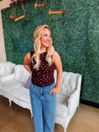 Polka Dot Blouse- Dark Brown