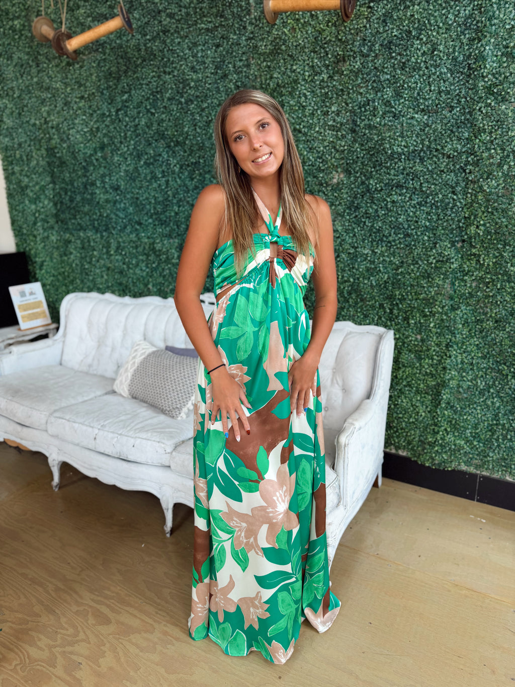 Tropical Halter Maxi Dress