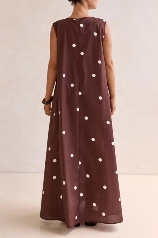 Soft Soul Brown/White Polka Dot Maxi