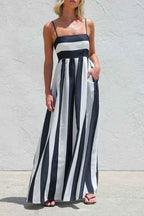 White & Navy Striped Maxi