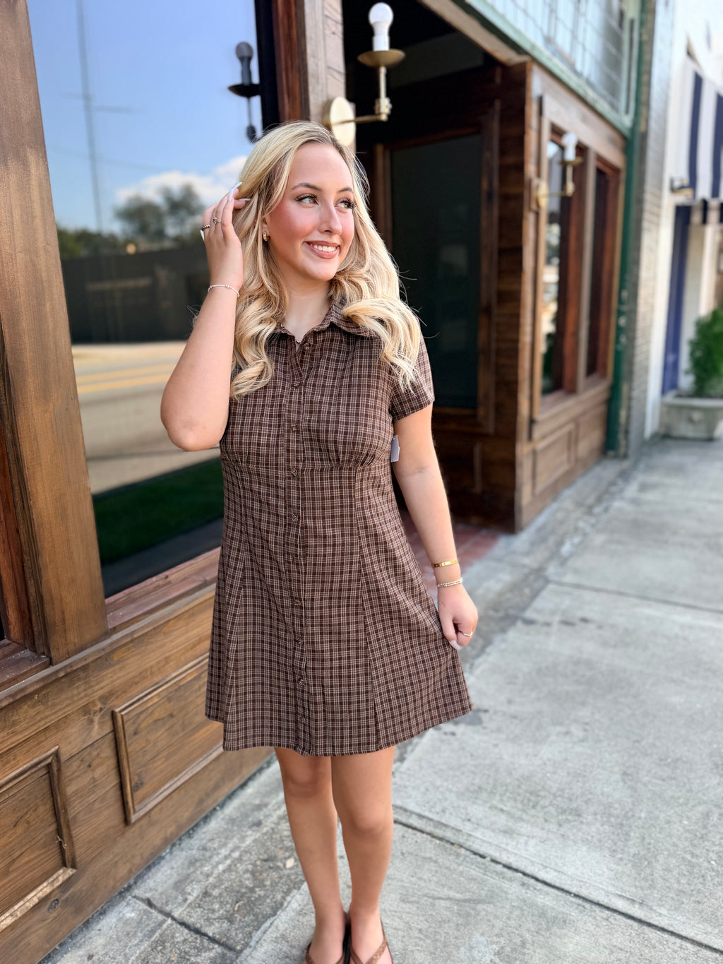 Plaid Button Up Dress