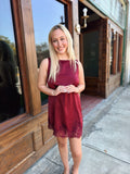 Merlot Silk Lace Trim Dress Dress