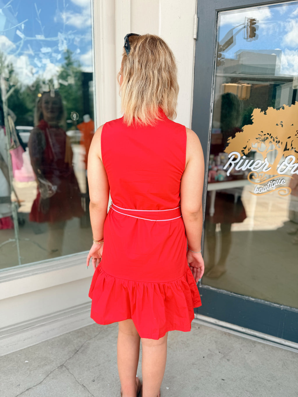Flora Embroidery Collared Sleeveless Mini Dress
