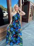 One Shoulder Floral Maxi