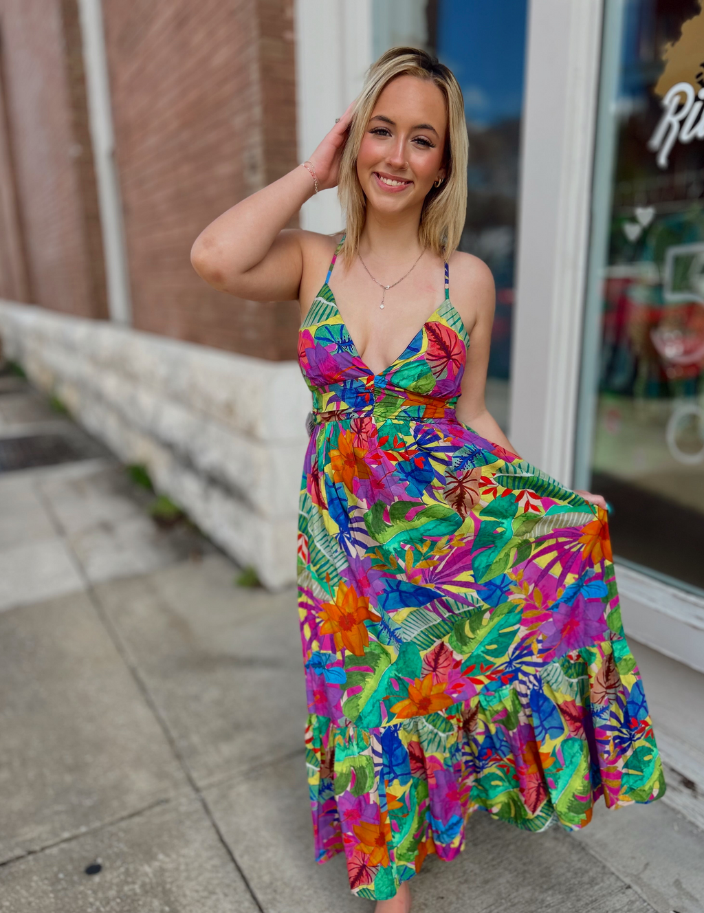 Summer Resort Botanic Maxi Dress