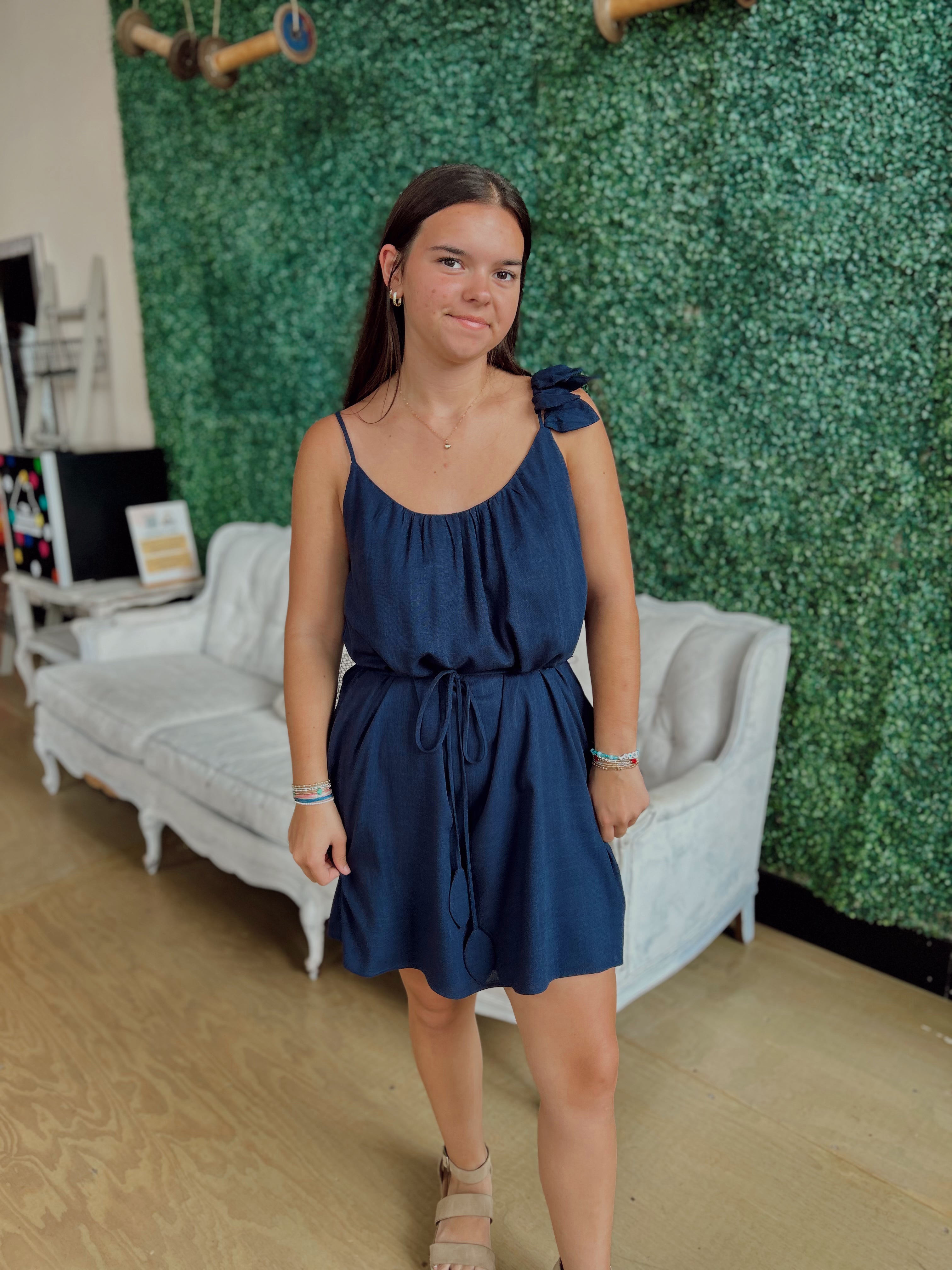 Flower Petal Linen Mini Dress