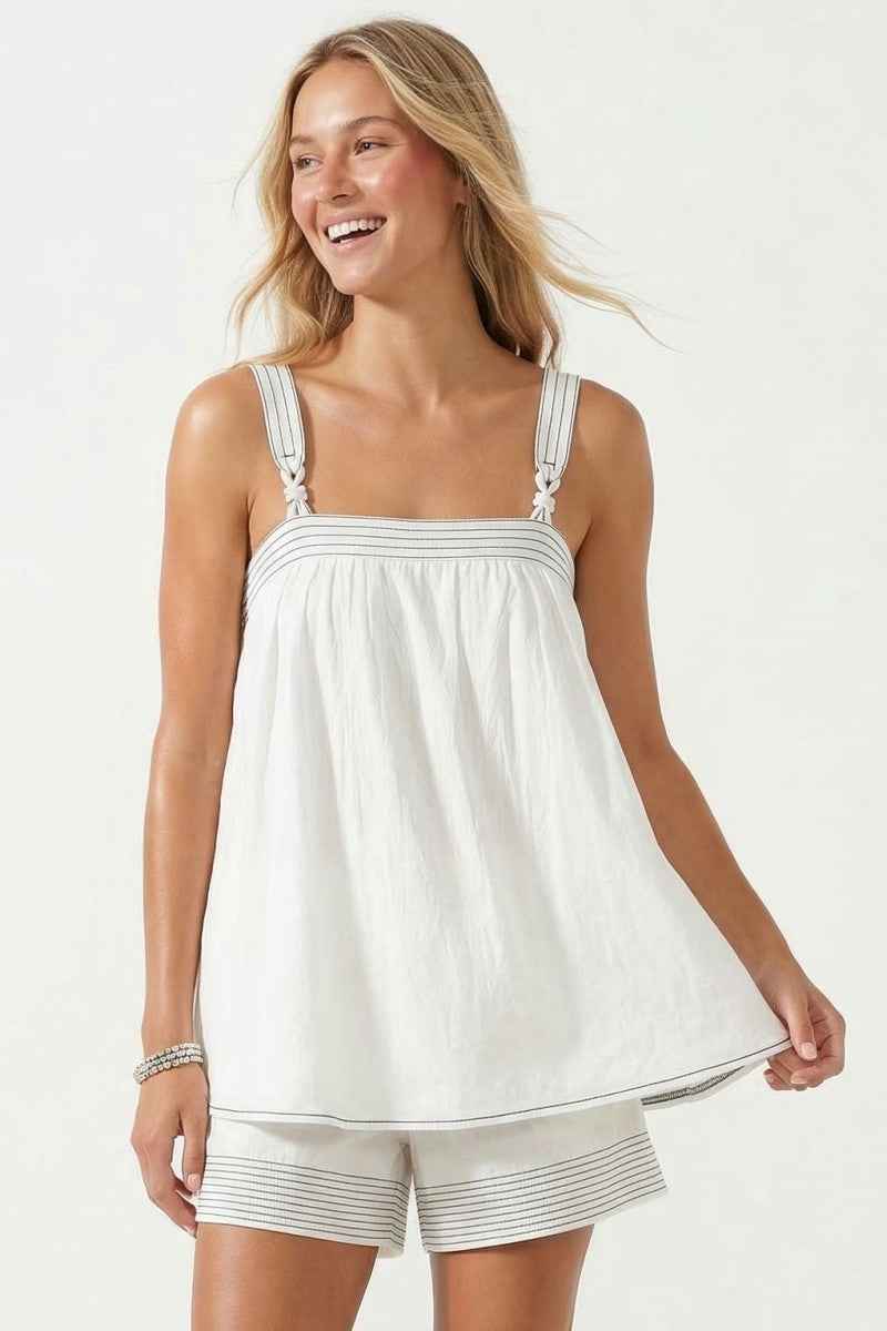 Contrast Rope Detail Sleeveless Top Blouse