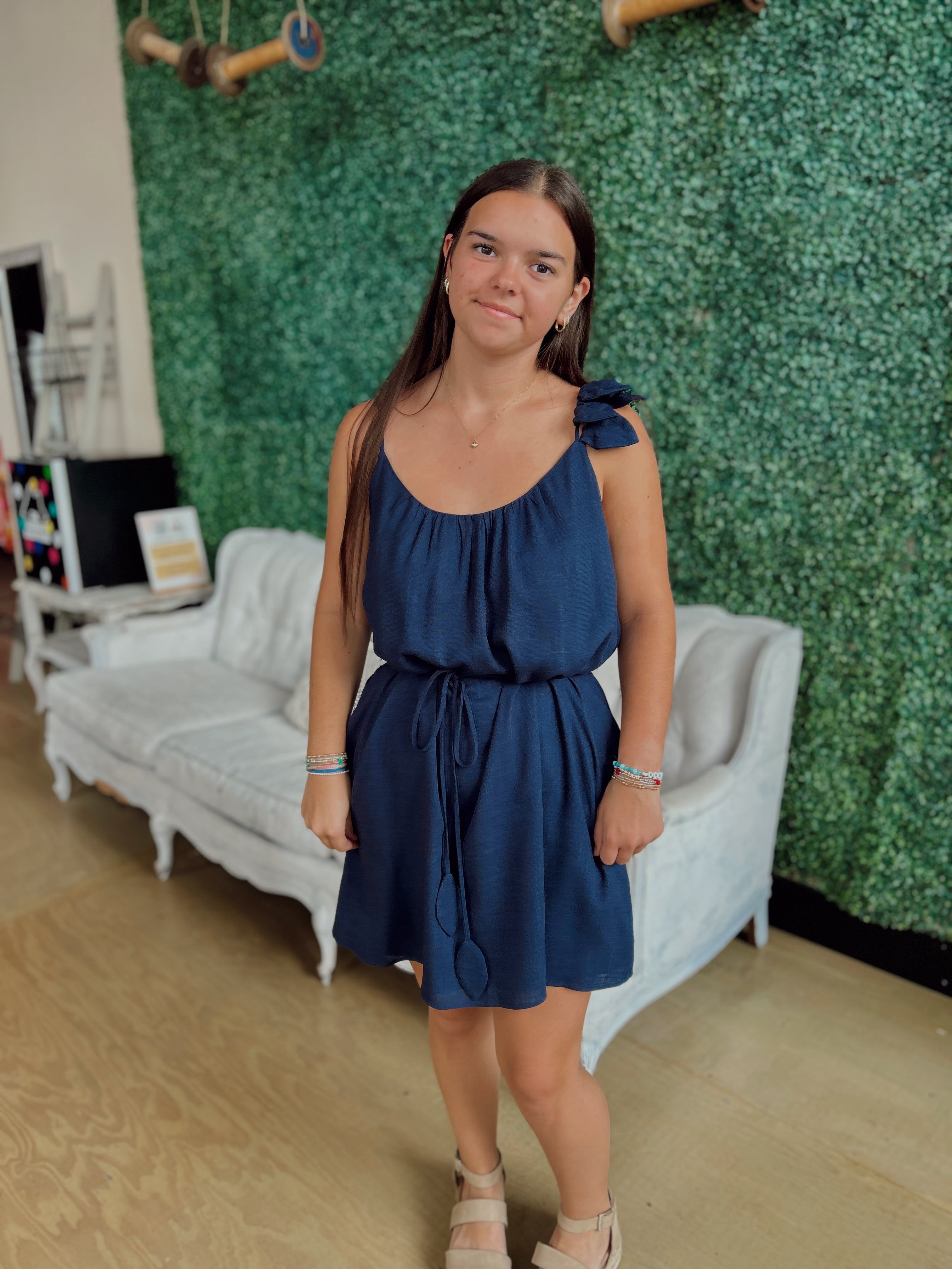 Flower Petal Linen Mini Dress