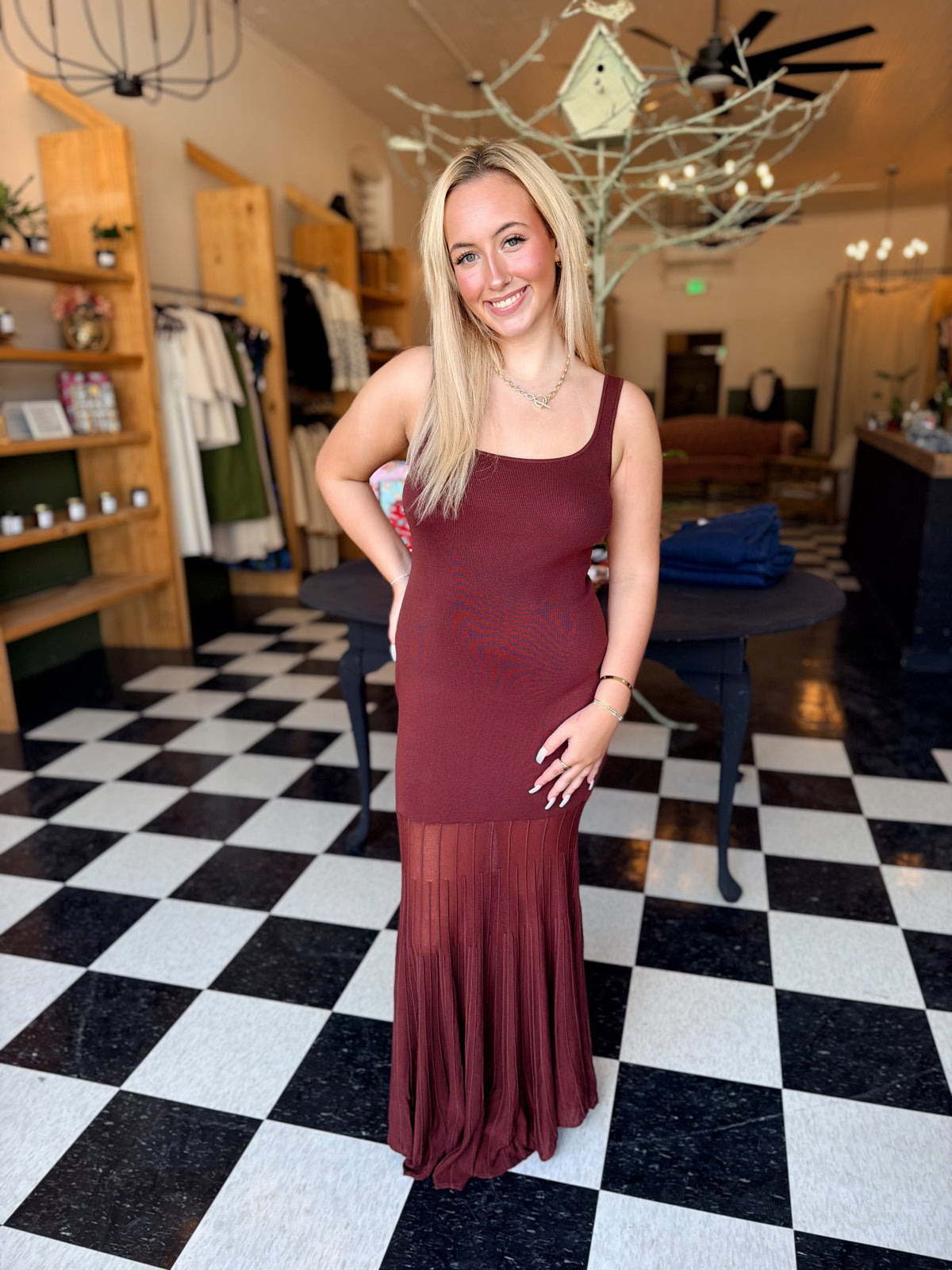 Brown Sweater Maxi Dress