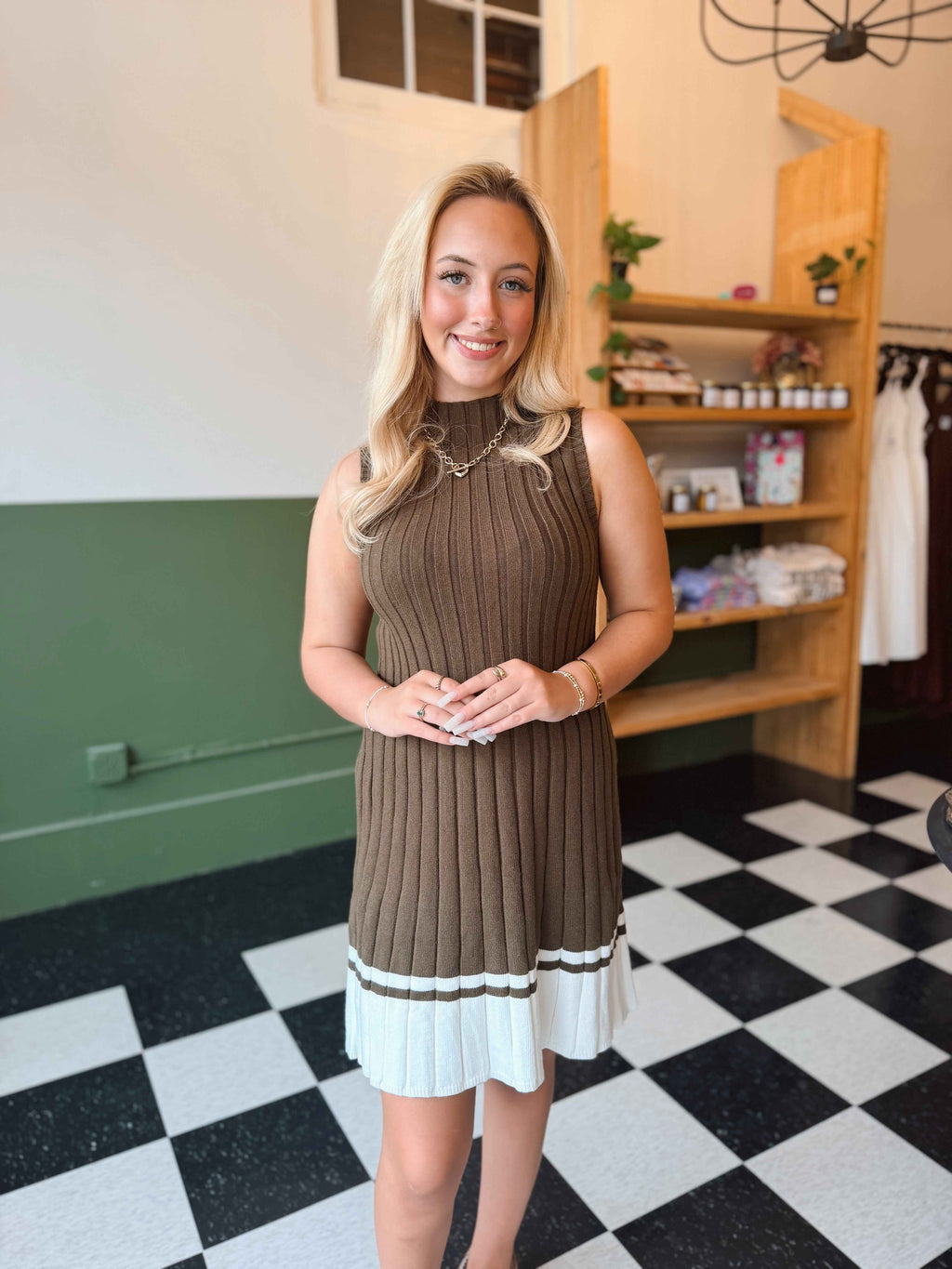 Two Toned Ribbed Mini Dress