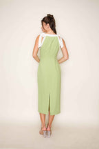 Loveliest Green And White Midi Dress