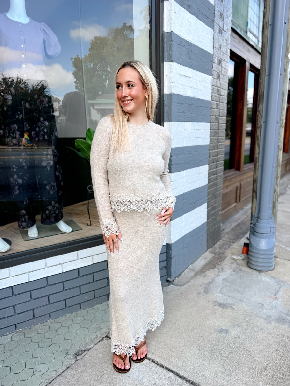 Avery Lace Sweater Set- Top