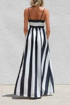 White & Navy Striped Maxi