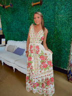 Rose Vine Romantic Floral Maxi Dress