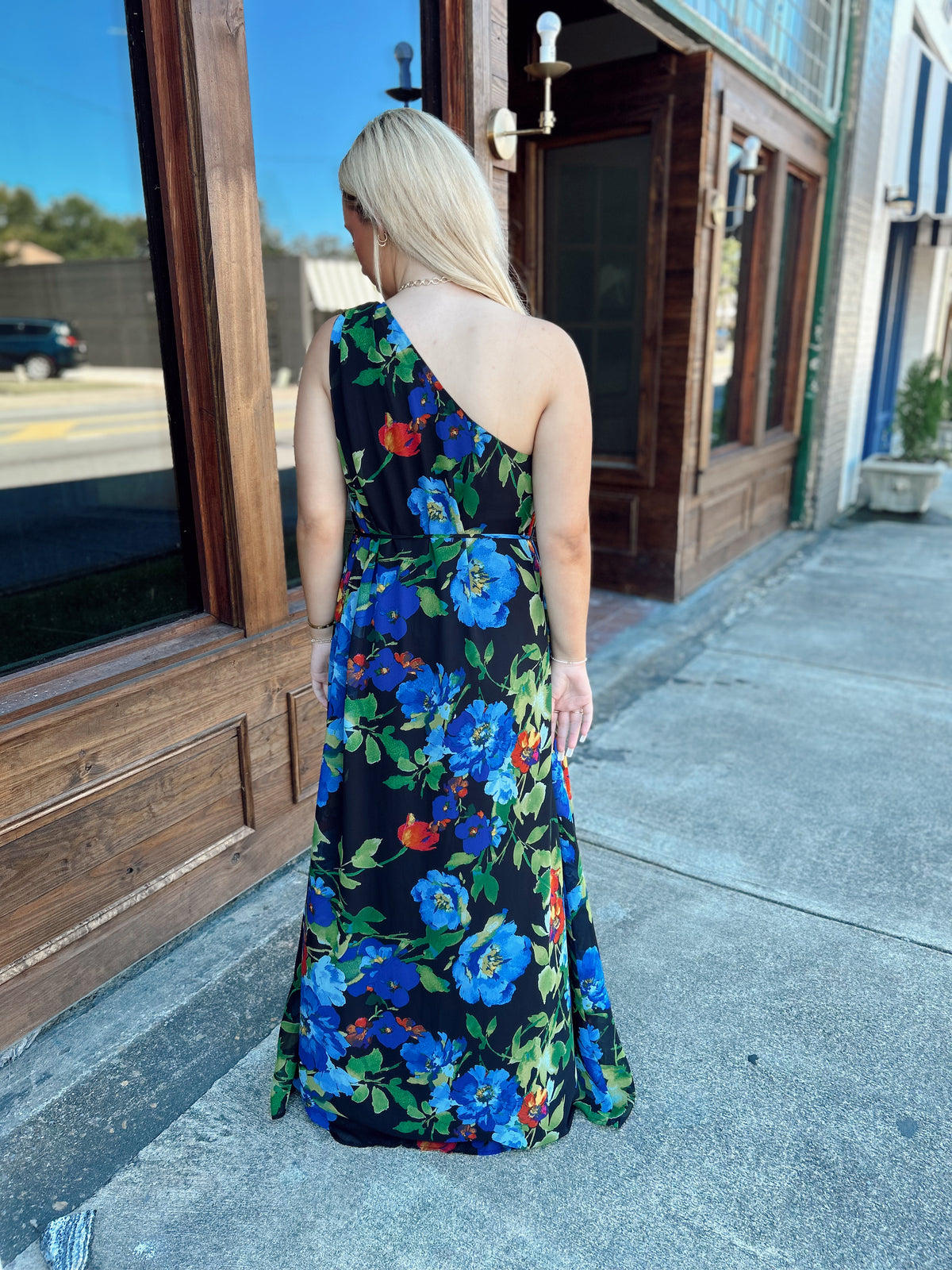 One Shoulder Floral Maxi