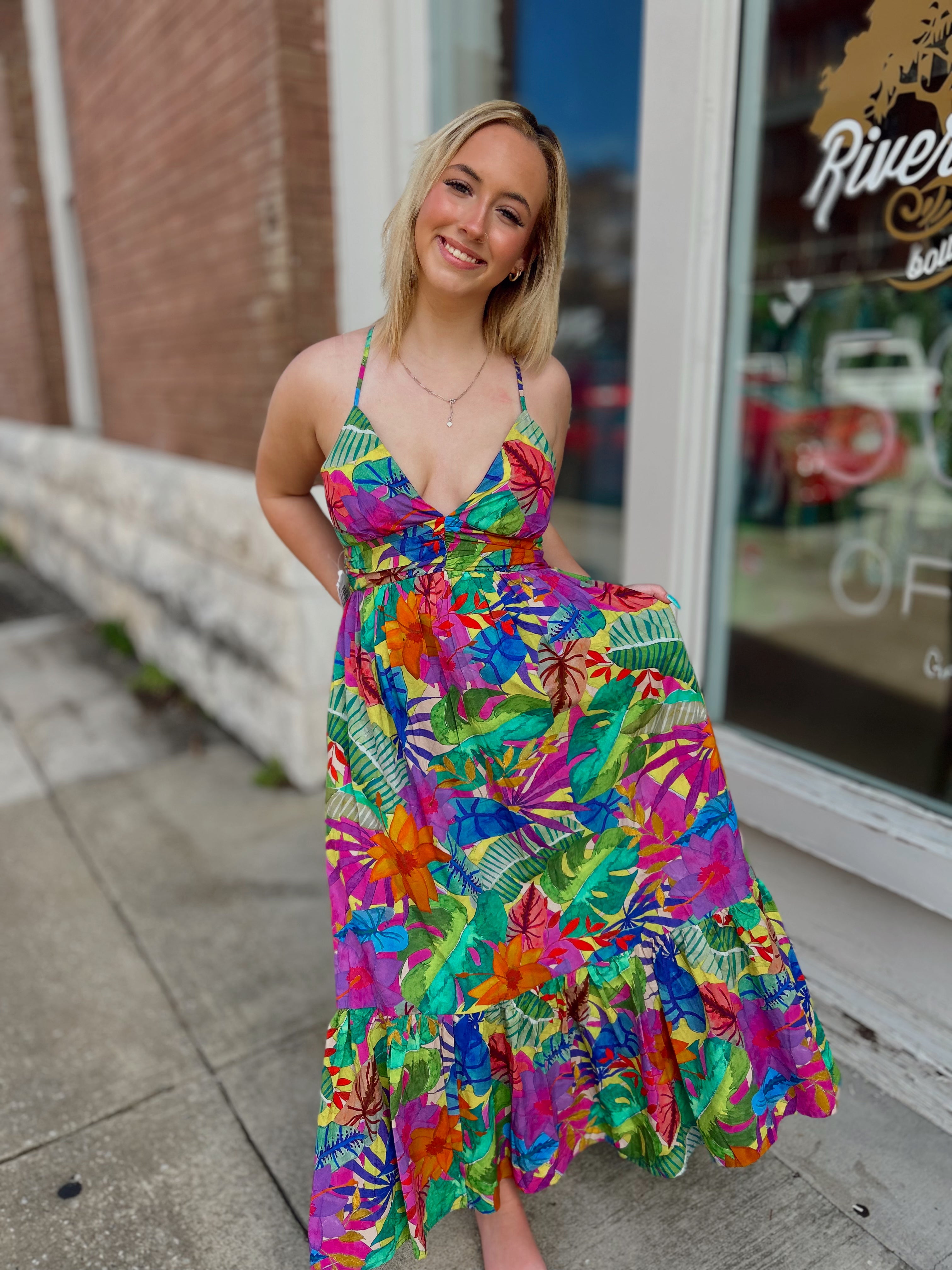 Summer Resort Botanic Maxi Dress